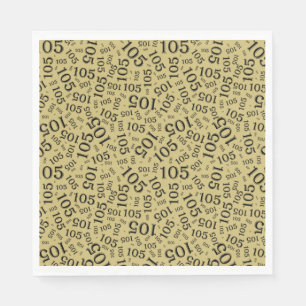 Birthday Modern 105 Number Pattern Black/Gold Napkin