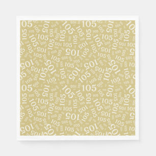 Birthday Modern 105 Number Pattern Gold/White Napkin