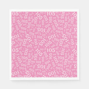 Birthday Modern 105 Number Pattern Pink/White Napkin