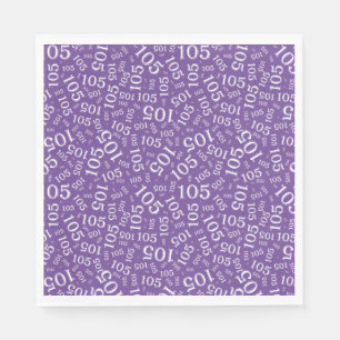 Birthday Modern 105 Number Pattern Purple/White Napkin