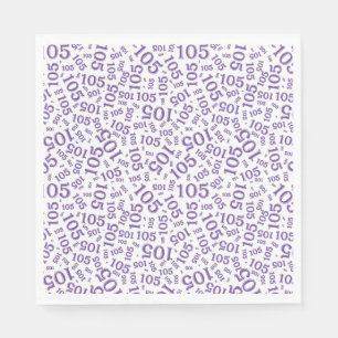 Birthday Modern 105 Number Pattern Purple/White Napkin