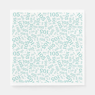 Birthday Modern 105 Number Pattern Teal/White Napkin