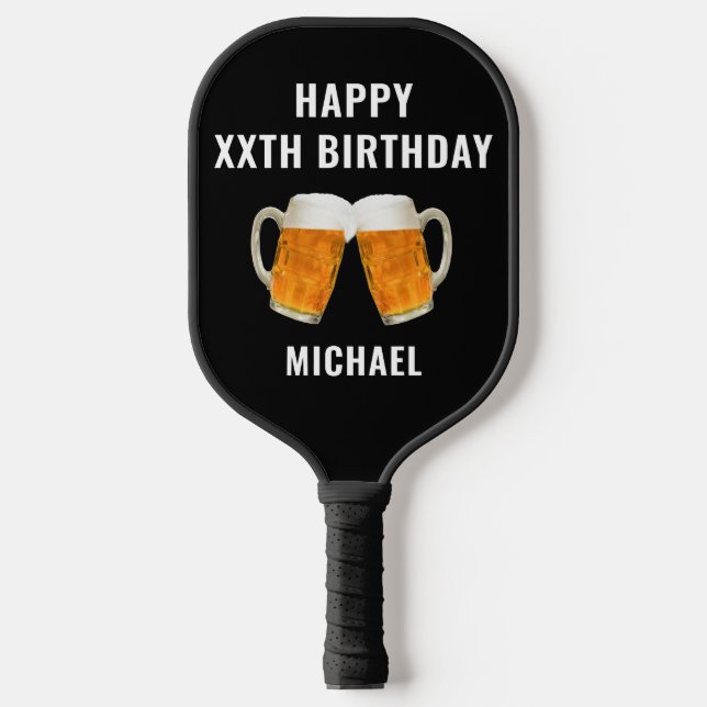 Birthday Modern Beer Cheers Gift For Him Pickleball Paddle (Front)