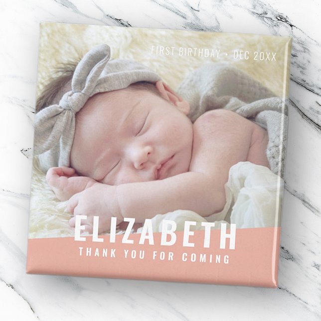 Birthday Modern Bright Colour Photo Thank You Magnet (Creator Uploaded)