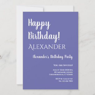 Birthday Modern Purple Periwinkle Invitation