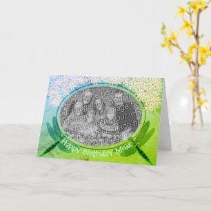 Birthday Mom Dragonflies Personalized Photo  Card