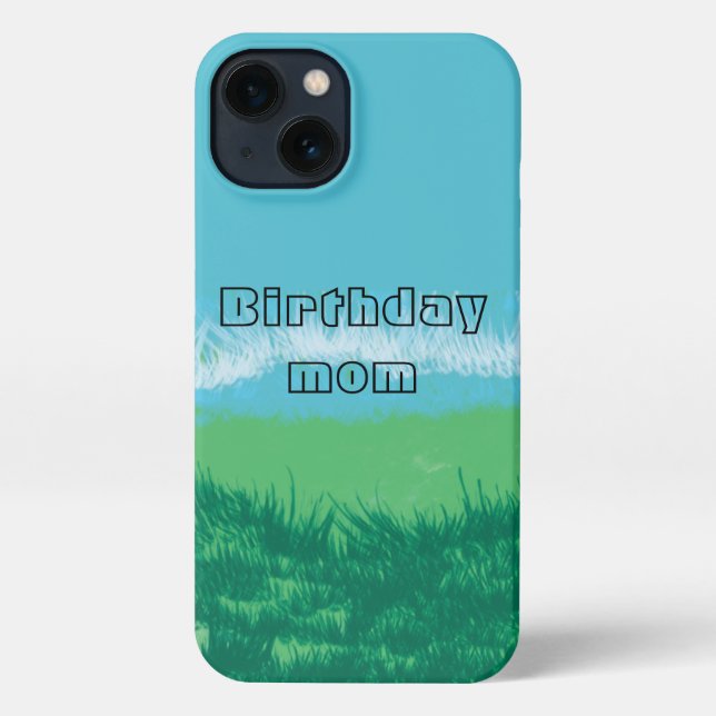 Birthday Mom -Modern -Blue-Nature-Cover Phone Case (Back)