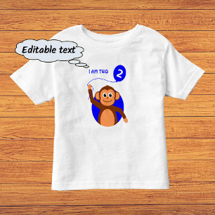 Birthday monkey blue balloon toddler t-shirt