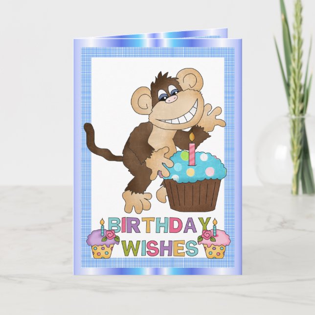 Birthday Monkey Greetin Card (Front)