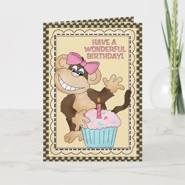 Birthday Monkey greeting card (Front)