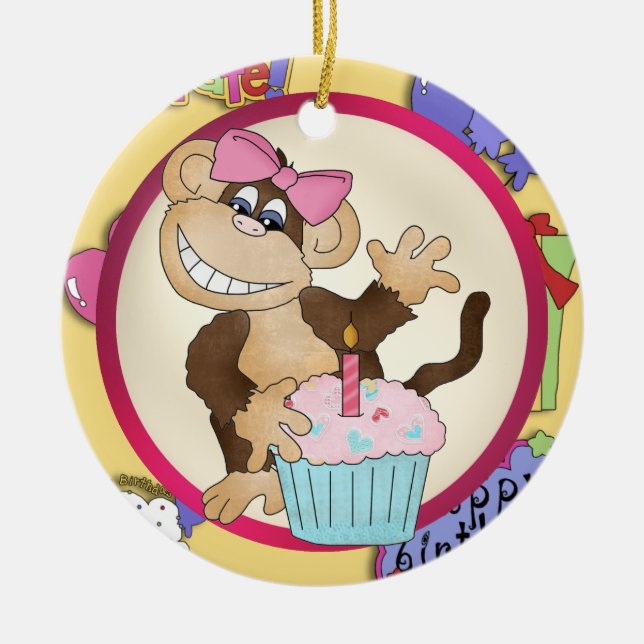 Birthday Monkey ornament (Front)