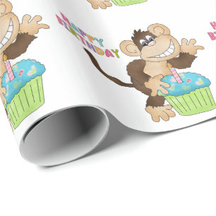 Birthday Monkey Party wrapping paper