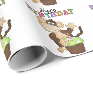 Birthday Monkey party wrapping paper