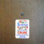 Birthday Monogram Cruising Cruise Cabin Door  Magnet<br><div class="desc">This design may be personalized in the area provided by changing the photo and/or text. Or it can be customized by clicking Personalize this Template and then choosing the click to customize further option and delete or change the colour of the background, add text, change the text colour or style,...</div>