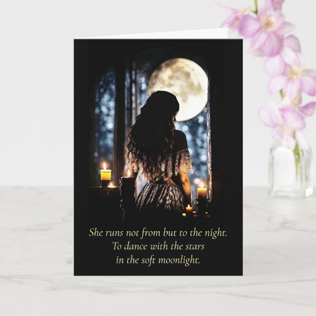 Birthday Moon Child Wicca Spiritual Inspired Her Card (Orchid)