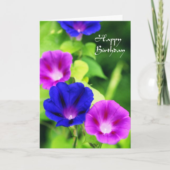 Birthday - Morning Glories Greeting Card (Front)