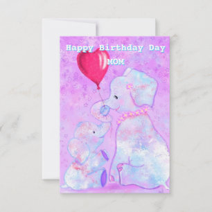 Birthday Mother's Card Elephant Mom and Baby