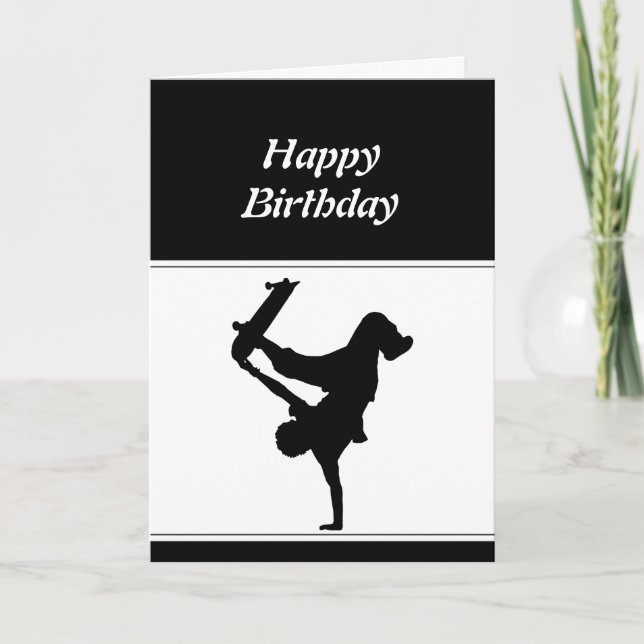  Birthday Motivational Skateboarding Skate Board Card (Front)