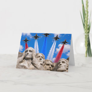 Birthday Mount Rushmore Fighter Jet Flyover Card