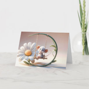 Birthday Mouse On a Daisy Swing Card