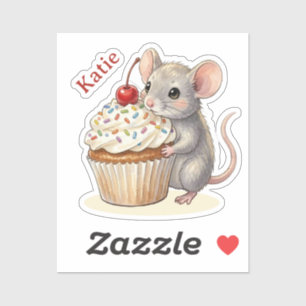 Birthday Mouse with Cupcake   Personalized 