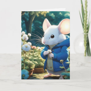 Birthday Mouse With Flower Card