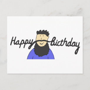 Birthday Moustache for Hipster with Beard Postcard