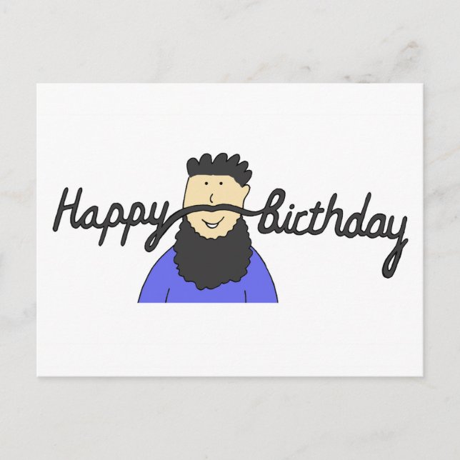 Birthday Moustache for Hipster with Beard Postcard (Front)