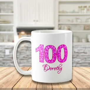Birthday mug 100 years floral name mug 100th bday