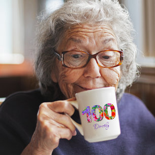Birthday mug 100 years floral name mug 100th bday