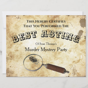 Birthday Murder Mystery Certificate