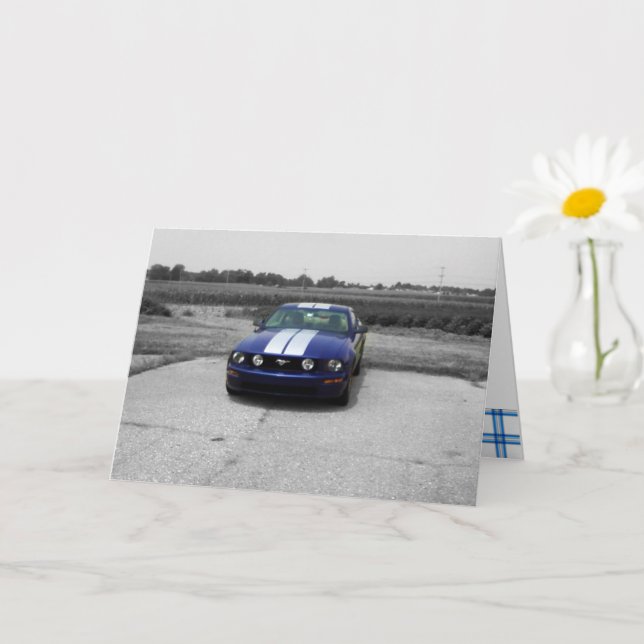Birthday Muscle car Blue Card (Small Plant)