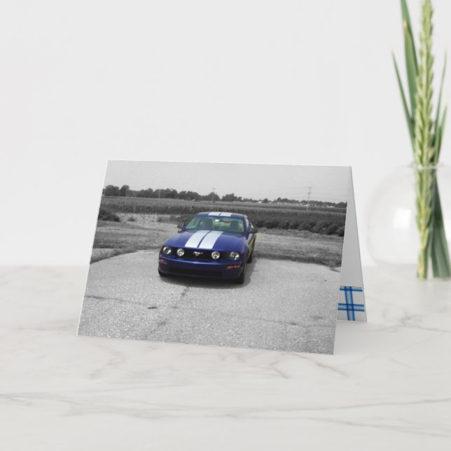Birthday Muscle car Blue Card (Front)