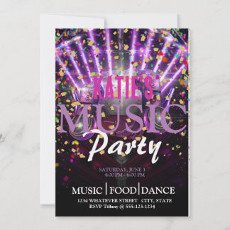 Birthday Music Party Custom Invitation