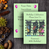 Birthday Musician Black Cats Sheet Music Green