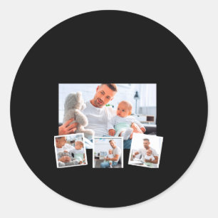Birthday Name Age Photo Collage  Classic Round Sticker