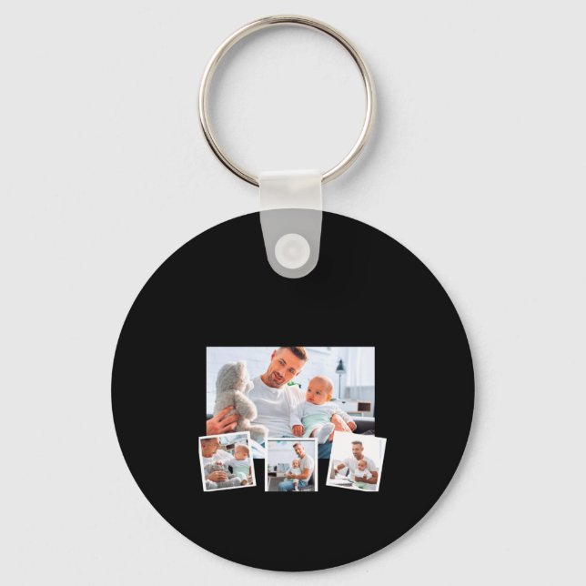 Birthday Name Age Photo Collage  Keychain (Front)