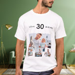Birthday name age photo collage T-Shirt<br><div class="desc">Make your own unique photo collage.  Use four,  4 of your favourite photos.  Personalize and add a name,  age and date. 
Black text.  Perfect as a birthday,  Christmas or Father's Day gift.</div>