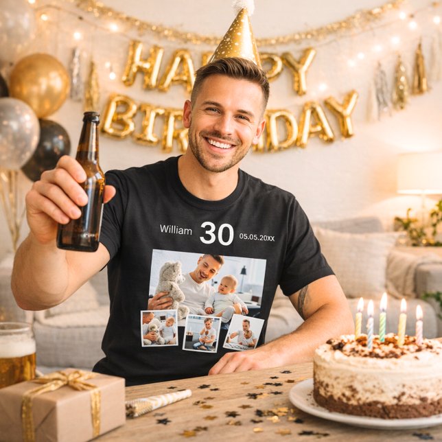 Birthday name age photo collage T-Shirt (Creator Uploaded)