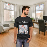 Birthday name age photo collage T-Shirt<br><div class="desc">Make your own unique photo collage.  Use four,  4 of your favourite photos.  Personalize and add a name,  age and date. 
White text.  Perfect as a birthday,  Christmas or Father's Day gift.</div>