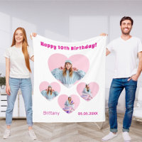 Birthday name age photo heart collage girl