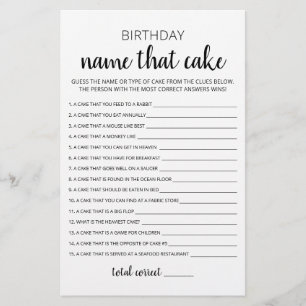 Birthday Name that cake Birthday Party game