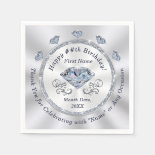 Birthday Napkins Personalized, Cocktail or 3 Sizes