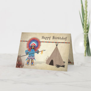 Birthday  - Native Indian with tepee - Fun Card
