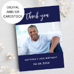 Birthday navy blue photo thank you card<br><div class="desc">A navy blue background.  Personalize and add your photo and thank you note.</div>