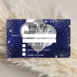 Birthday navy blue silver balloons party RSVP Enclosure Card<br><div class="desc">A navy blue  background,  decorated with faux silver glitter sparkles and balloons
On the front: Personalize and add the reply by date.
Back: add a name,  event and date of the event.</div>