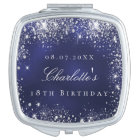 Birthday navy blue silver glitter sparkles name