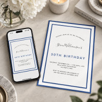 Birthday navy blue white minimalist men guy
