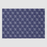 Birthday navy blue white name script minimalist tissue paper<br><div class="desc">Navy blue background,  white text. Personalize and add a name and age.  A modern hand lettered style script. For both him and her.</div>