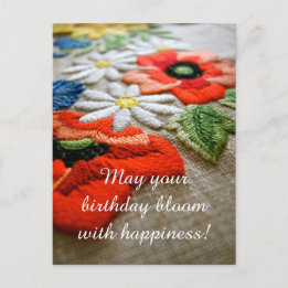 Birthday Needle Art Postcard